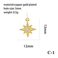 Luxurious Simple Style Cross Star Moon Copper Plating Inlay Zircon 18k Gold Plated Charms Jewelry Accessories main image 5