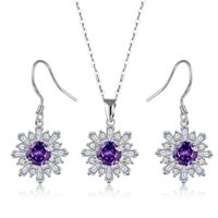 Copper Rhodium Plated Elegant Lady Simple Style Plating Inlay Flakes Snowflake Zircon Earrings Necklace main image 6
