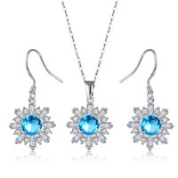 Copper Rhodium Plated Elegant Lady Simple Style Plating Inlay Flakes Snowflake Zircon Earrings Necklace main image 7