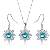 Copper Rhodium Plated Elegant Lady Simple Style Plating Inlay Flakes Snowflake Zircon Earrings Necklace main image 5