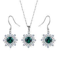Copper Rhodium Plated Elegant Lady Simple Style Plating Inlay Flakes Snowflake Zircon Earrings Necklace sku image 4