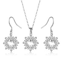 Copper Rhodium Plated Elegant Lady Simple Style Plating Inlay Flakes Snowflake Zircon Earrings Necklace sku image 8