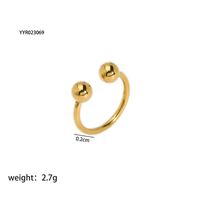 201 Stainless Steel 18K Gold Plated Vintage Style French Style Plating Inlay Ball Zircon Open Rings sku image 1