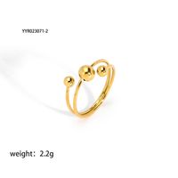 201 Stainless Steel 18K Gold Plated Vintage Style French Style Plating Inlay Ball Zircon Open Rings sku image 5
