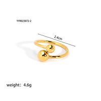 201 Stainless Steel 18K Gold Plated Vintage Style French Style Plating Inlay Ball Zircon Open Rings sku image 3