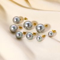 1 Pair Simple Style Ball Plating 304 Stainless Steel 18K Gold Plated Ear Studs main image 1