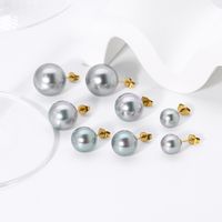 1 Pair Simple Style Ball Plating 304 Stainless Steel 18K Gold Plated Ear Studs main image 4