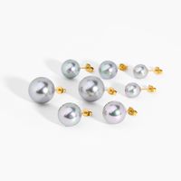 1 Pair Simple Style Ball Plating 304 Stainless Steel 18K Gold Plated Ear Studs main image 3