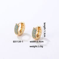 1 Pair Casual Modern Style Round Inlay Copper Zircon K Gold Plated Rhodium Plated Earrings sku image 1