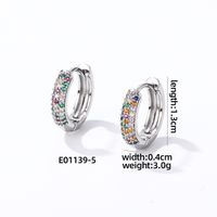 1 Pair Casual Modern Style Round Inlay Copper Zircon K Gold Plated Rhodium Plated Earrings sku image 5