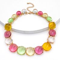 Vacation Simple Style Round Alloy Beaded Inlay Resin Women's Necklace main image 5