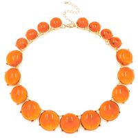 Vacation Simple Style Round Alloy Beaded Inlay Resin Women's Necklace sku image 4