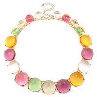 Vacation Simple Style Round Alloy Beaded Inlay Resin Women's Necklace sku image 9