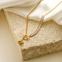 304 Stainless Steel 18K Gold Plated Simple Style Commute Toggle Plating Inlay Devil'S Eye Star Butterfly Zircon Pendant Necklace main image 3