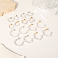 1 Pair Elegant French Style C Shape Beaded Plating 304 Stainless Steel Artificial Pearl 18K Gold Plated Ear Studs main image 1