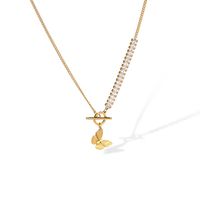 304 Stainless Steel 18K Gold Plated Simple Style Commute Toggle Plating Inlay Devil'S Eye Star Butterfly Zircon Pendant Necklace sku image 1