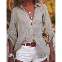 Women's Blouse 3/4 Length Sleeve Blouses Casual Solid Color main image 1