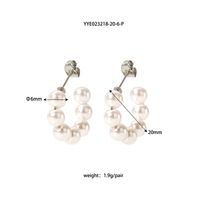 1 Pair Elegant French Style C Shape Beaded Plating 304 Stainless Steel Artificial Pearl 18K Gold Plated Ear Studs sku image 2