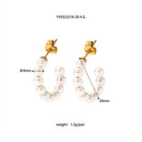 1 Pair Elegant French Style C Shape Beaded Plating 304 Stainless Steel Artificial Pearl 18K Gold Plated Ear Studs sku image 3
