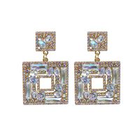 1 Pair Elegant Luxurious Shiny Square Inlay Alloy Resin Drop Earrings sku image 13