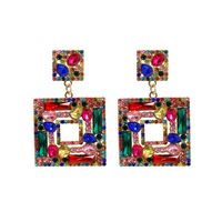 1 Pair Elegant Luxurious Shiny Square Inlay Alloy Resin Drop Earrings sku image 14