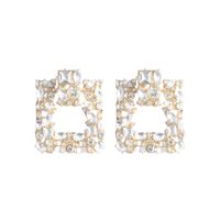 1 Pair Elegant Luxurious Shiny Square Inlay Alloy Resin Drop Earrings sku image 12