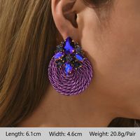 1 Pair Elegant Luxurious Bohemian Round Petal Plating Inlay Copper Alloy Zinc Alloy Rhinestones Glass Drop Earrings sku image 17