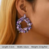1 Pair Elegant Luxurious Bohemian Round Petal Plating Inlay Copper Alloy Zinc Alloy Rhinestones Glass Drop Earrings sku image 18