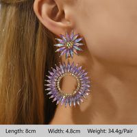 1 Pair Elegant Luxurious Bohemian Round Petal Plating Inlay Copper Alloy Zinc Alloy Rhinestones Glass Drop Earrings sku image 23