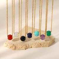 304 Stainless Steel Natural Stone 18K Gold Plated Cute Novelty Plating Solid Color Necklace main image 1