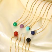 304 Stainless Steel Natural Stone 18K Gold Plated Cute Novelty Plating Solid Color Necklace main image 4