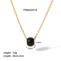 304 Stainless Steel Natural Stone 18K Gold Plated Cute Novelty Plating Solid Color Necklace sku image 1