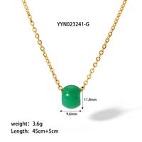 304 Stainless Steel Natural Stone 18K Gold Plated Cute Novelty Plating Solid Color Necklace sku image 2