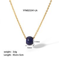 304 Stainless Steel Natural Stone 18K Gold Plated Cute Novelty Plating Solid Color Necklace sku image 3
