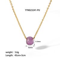 304 Stainless Steel Natural Stone 18K Gold Plated Cute Novelty Plating Solid Color Necklace sku image 5