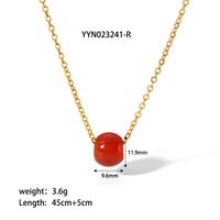 304 Stainless Steel Natural Stone 18K Gold Plated Cute Novelty Plating Solid Color Necklace sku image 6
