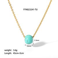 304 Stainless Steel Natural Stone 18K Gold Plated Cute Novelty Plating Solid Color Necklace sku image 7