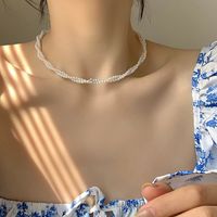 Elegant Solid Color Imitation Pearl Plastic Women's Double Layer Necklaces main image 3