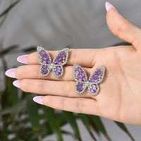 1 Pair Elegant Glam Butterfly Plating Inlay Alloy Rhinestones Ear Studs main image 4