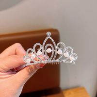 Fashion Crown Alloy Plating Inlay Rhinestones Pearl Insert Comb 1 Piece sku image 13