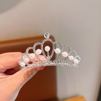 Fashion Crown Alloy Plating Inlay Rhinestones Pearl Insert Comb 1 Piece sku image 15