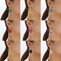 1 Pair Sweet Simple Style Rectangle Inlay Alloy Glass Ear Hook main image 1