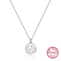 Vintage Style Simple Style Round Star Moon Sterling Silver Plating Inlay Zircon White Gold Plated Pendant Necklace sku image 1