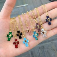 Casual Hip-hop Cross Copper Plating Inlay Zircon Gold Plated Pendant Necklace main image 1