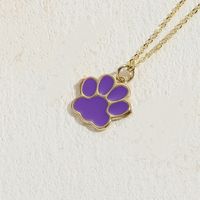 Cute Classic Style Paw Print Copper 14k Gold Plated Pendant Necklace In Bulk sku image 1