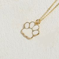 Cute Classic Style Paw Print Copper 14k Gold Plated Pendant Necklace In Bulk sku image 2