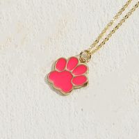 Cute Classic Style Paw Print Copper 14k Gold Plated Pendant Necklace In Bulk sku image 3
