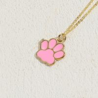 Cute Classic Style Paw Print Copper 14k Gold Plated Pendant Necklace In Bulk sku image 4