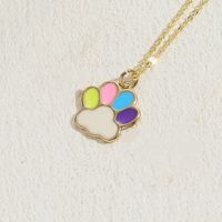 Cute Classic Style Paw Print Copper 14k Gold Plated Pendant Necklace In Bulk sku image 6