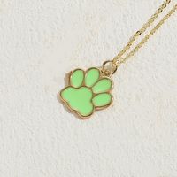 Cute Classic Style Paw Print Copper 14k Gold Plated Pendant Necklace In Bulk sku image 7